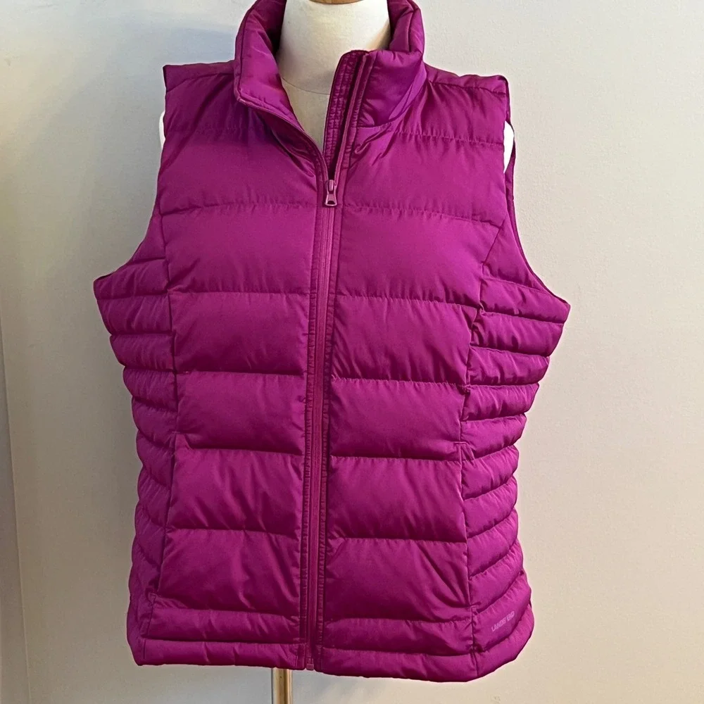 Lands End Kids XL 18 Magenta Purple Down Puffer Vest Quilted Full Zip Sleeveless